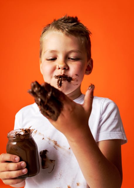 Boy enjoying chocolate